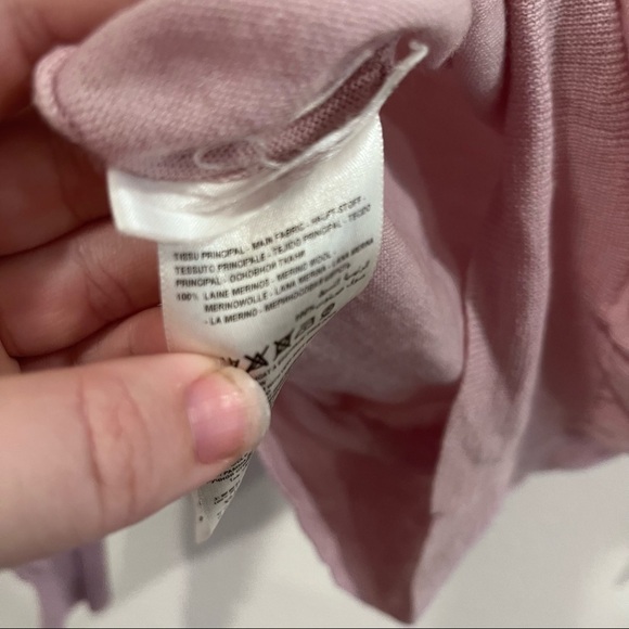 Kookai size 0 pink cowl neck merino wool sweater with elbow patches - Picture 10 of 12